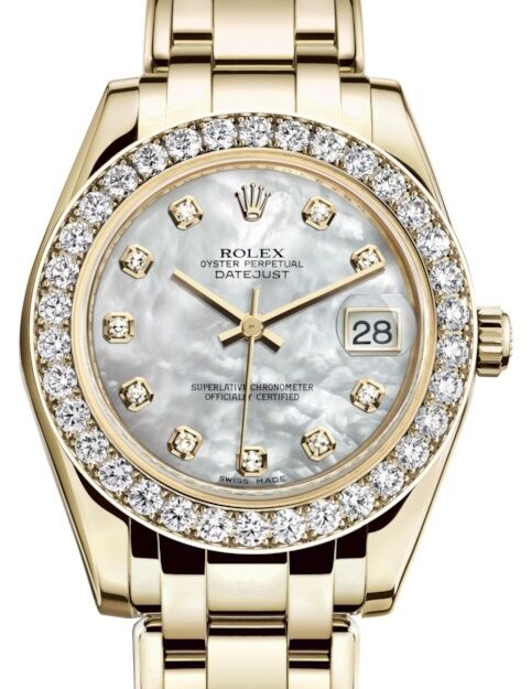 Rolex Pearlmaster 34 34 mm 81298WMDP Yellow Gold/Diamonds White Mother of Pearl