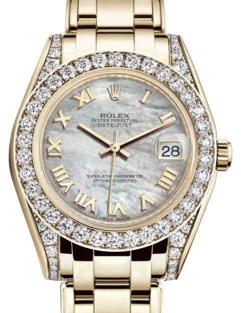 Rolex Pearlmaster 34 34 mm 81298WMRDDP Yellow Gold/Diamonds White Mother of Pearl
