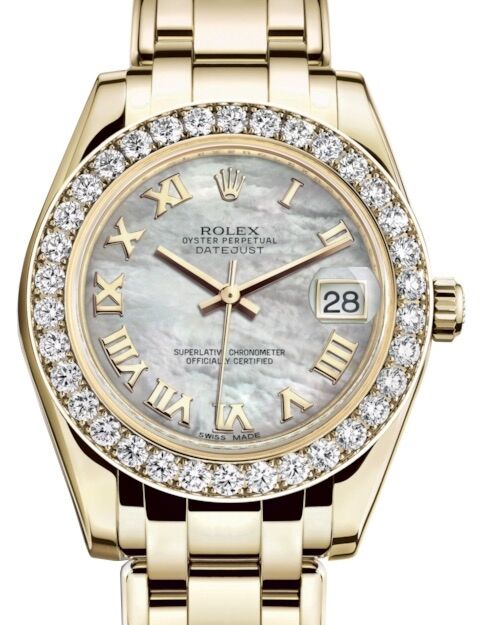 Rolex Pearlmaster 34 34 mm 81298WMRP Yellow Gold/Diamonds White Mother of Pearl