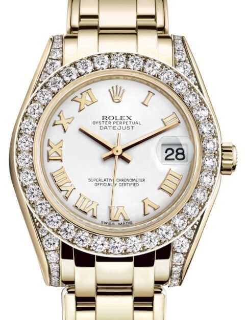 Rolex Pearlmaster 34 34 mm 81298WRDP Yellow Gold/Diamonds White