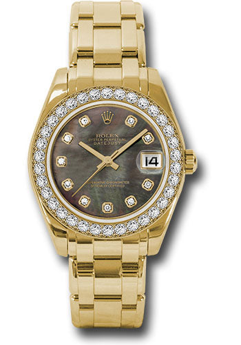 Rolex Pearlmaster 29 29 mm 80298 Black Mother of Pearl Diamond Yellow Gold Black Mother of Pearl