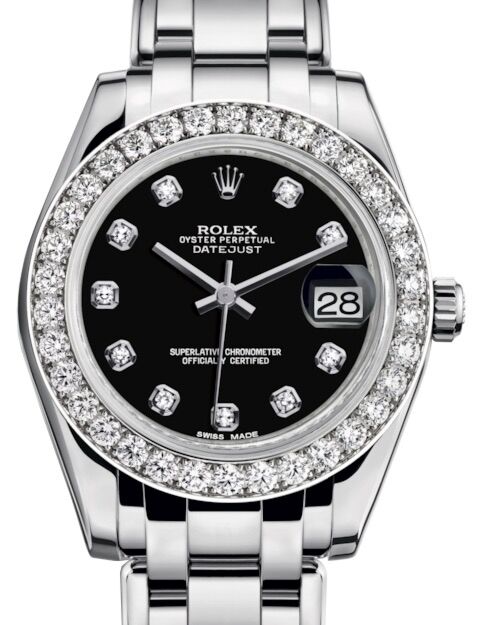 Rolex Pearlmaster 34 34 mm 81299BDP White Gold/Diamonds Black