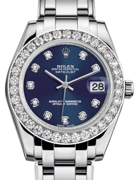 Rolex Pearlmaster 34 34 mm 81299BLDP White Gold/Diamonds Blue