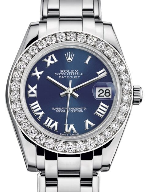 Rolex Pearlmaster 34 34 mm 81299BLRP White Gold/Diamonds Blue