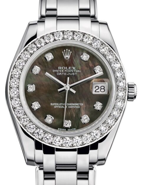 Rolex Pearlmaster 34 34 mm 81299BMDP White Gold/Diamonds Black Mother of Pearl