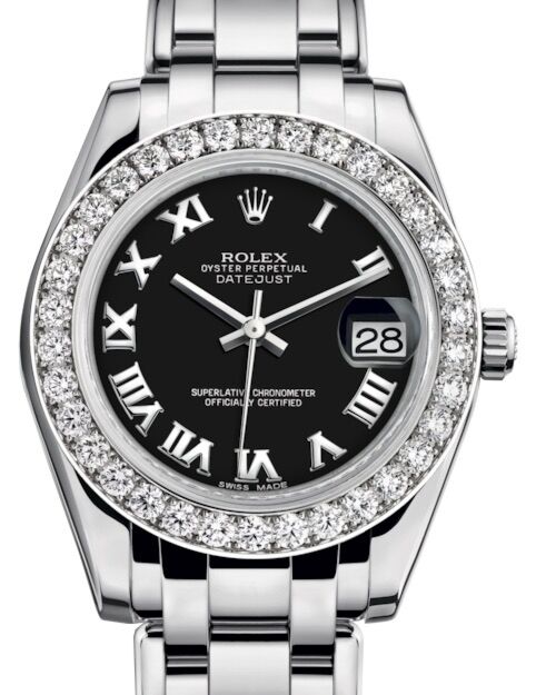 Rolex Pearlmaster 34 34 mm 81299BRP White Gold/Diamonds Black