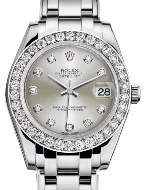 Rolex Pearlmaster 34 34 mm 81299SDP White Gold/Diamonds Silver