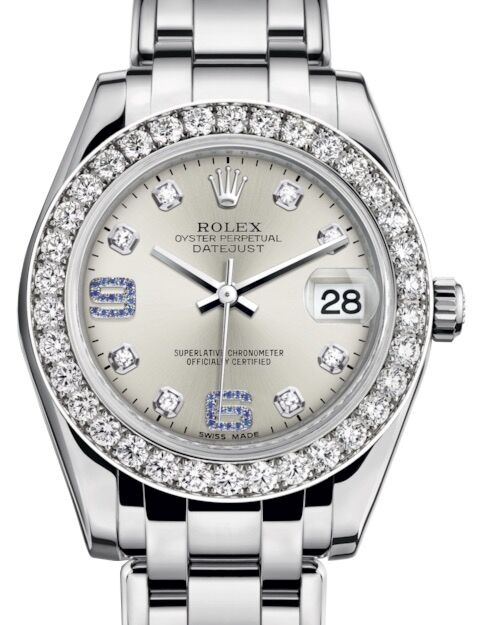 Rolex Pearlmaster 34 34 mm 81299SDSAP White Gold/Diamonds Silver