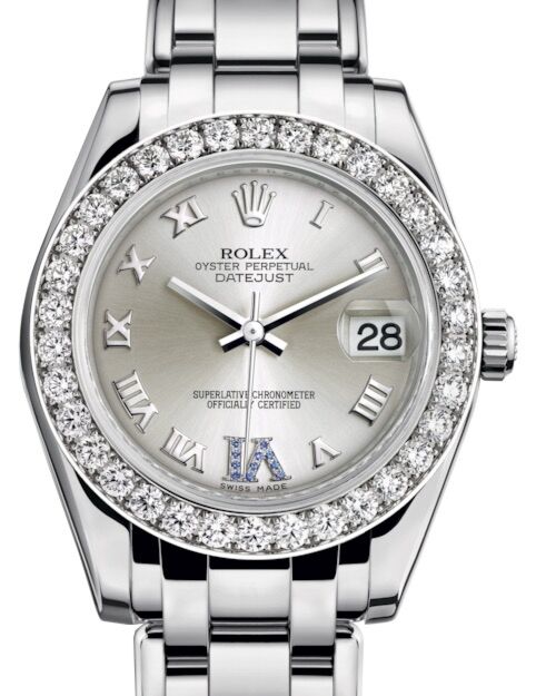 Rolex Pearlmaster 34 34 mm 81299SRSVIP White Gold/Diamonds Silver