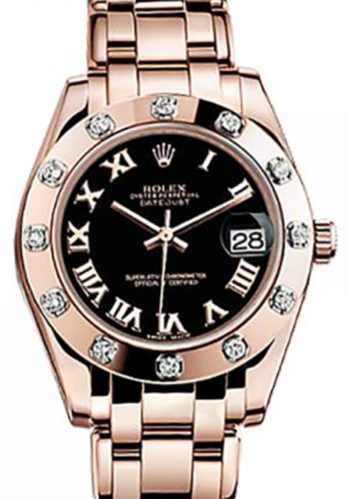Rolex Pearlmaster 34 34 mm 81315-BLKR Rose Gold/Diamonds Black