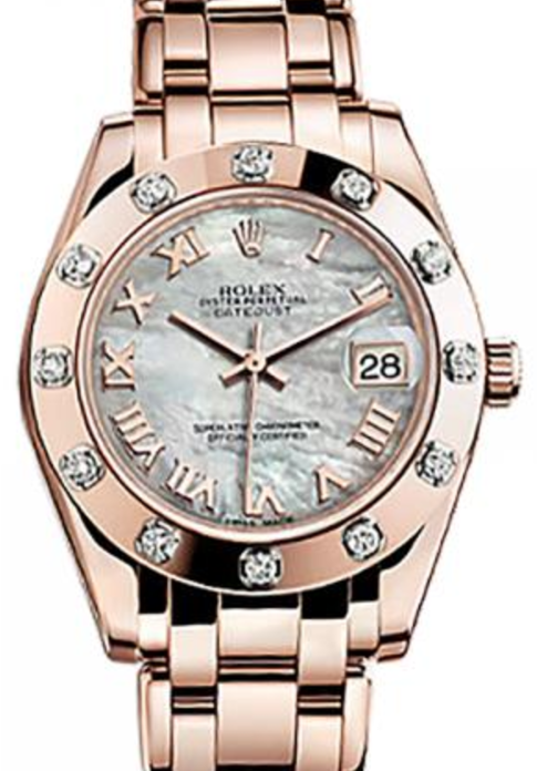 Rolex Pearlmaster 34 34 mm 81315-MOPR Rose Gold/Diamonds White Mother of Pearl