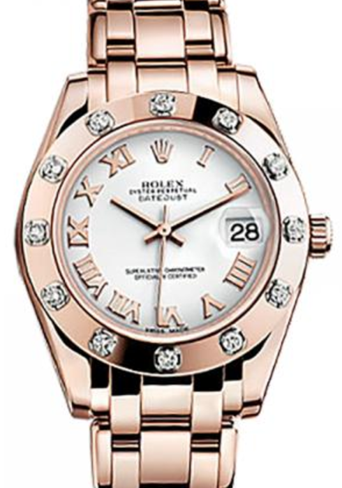 Rolex Pearlmaster 34 34 mm 81315-WHTR Rose Gold/Diamonds White