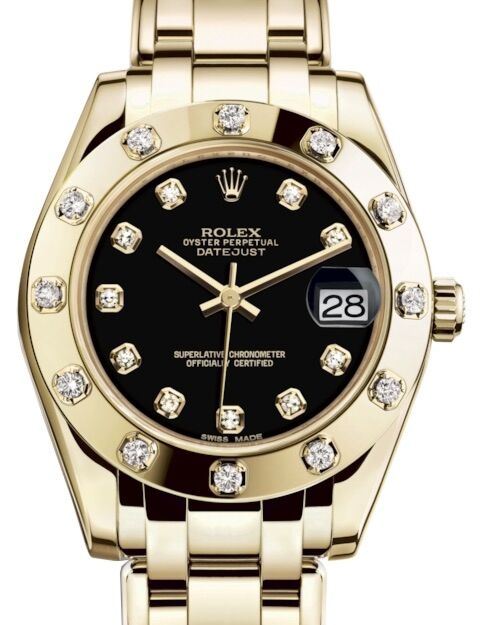 Rolex Pearlmaster 34 34 mm 81318BDP Yellow Gold/Diamonds Black