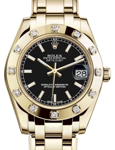 Rolex Pearlmaster 34 34 mm 81318BSP Yellow Gold/Diamonds Black