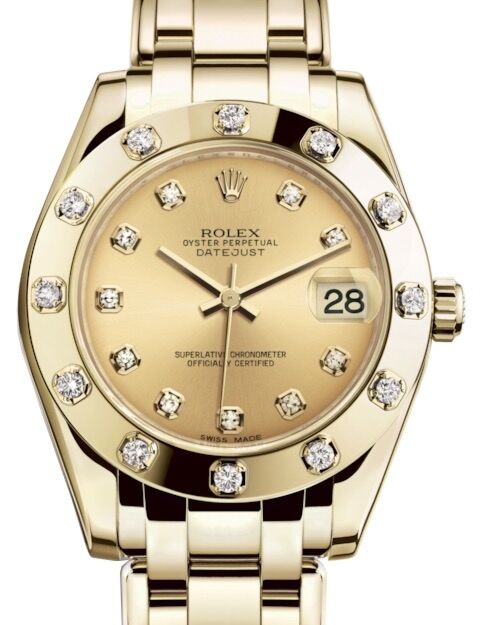 Rolex Pearlmaster 34 34 mm 81318CDP Yellow Gold/Diamonds Champagne