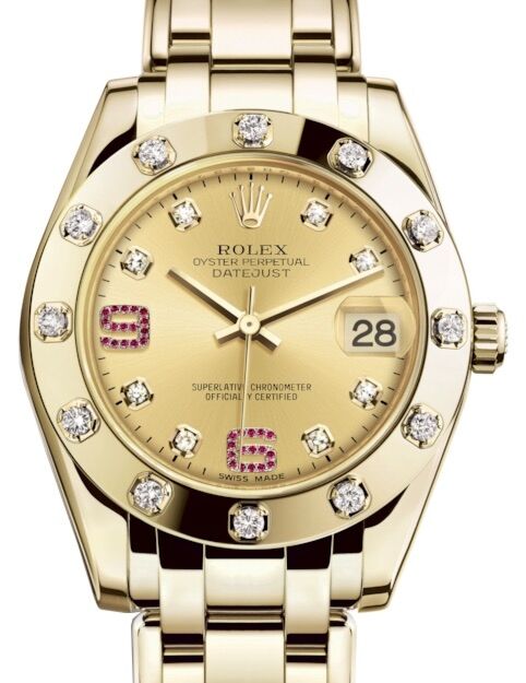Rolex Pearlmaster 34 34 mm 81318CDRAP Yellow Gold/Diamonds Champagne
