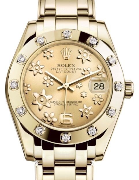 Rolex Pearlmaster 34 34 mm 81318CFMSP Yellow Gold/Diamonds Champagne