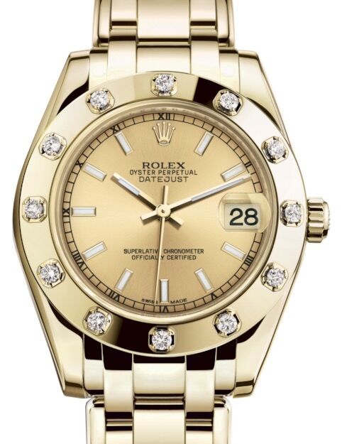 Rolex Pearlmaster 34 34 mm 81318CSP Yellow Gold/Diamonds Champagne