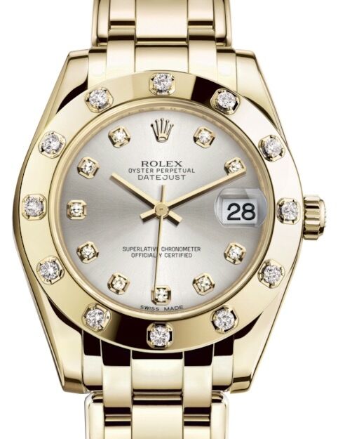 Rolex Pearlmaster 34 34 mm 81318SDP Yellow Gold/Diamonds Silver