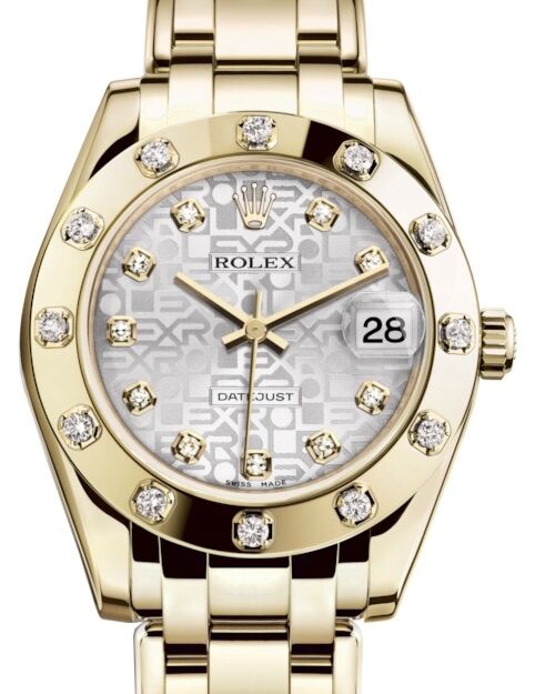 Rolex Pearlmaster 34 34 mm 81318SJDP Yellow Gold/Diamonds Silver