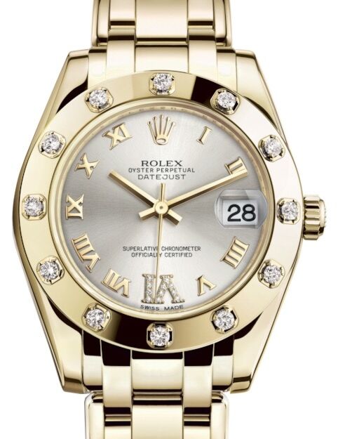 Rolex Pearlmaster 34 34 mm 81318SRDVIP Yellow Gold/Diamonds Silver