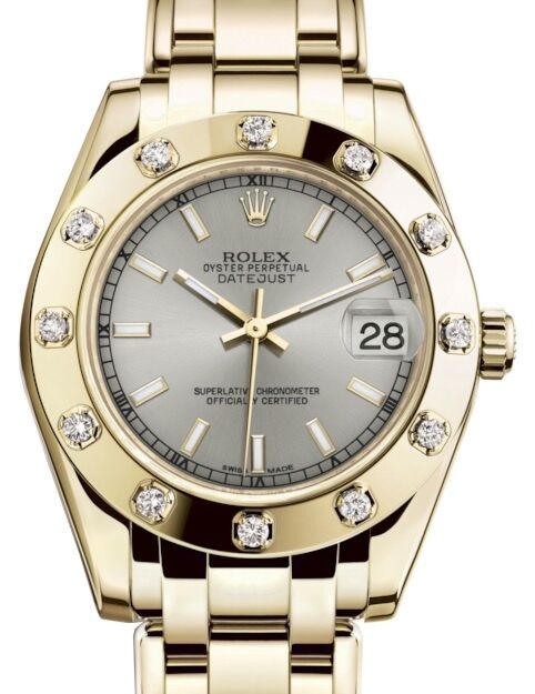 Rolex Pearlmaster 34 34 mm 81318SSP Yellow Gold/Diamonds Silver