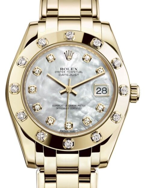 Rolex Pearlmaster 34 34 mm 81318WMDP Yellow Gold/Diamonds White Mother of Pearl