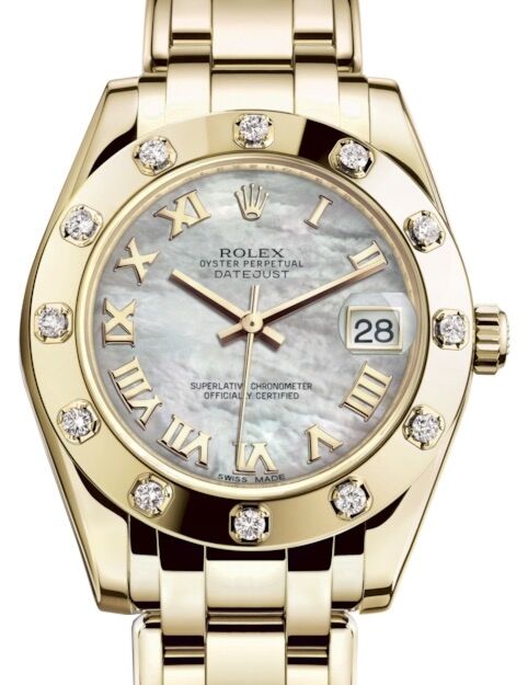 Rolex Pearlmaster 34 34 mm 81318WMRP Yellow Gold/Diamonds White Mother of Pearl