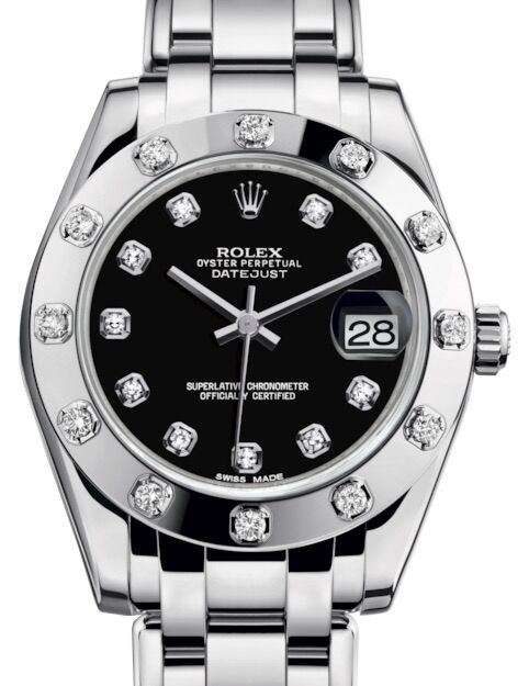 Rolex Pearlmaster 34 34 mm 81319BDP White Gold/Diamonds Black