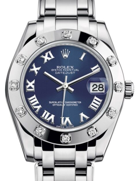 Rolex Pearlmaster 34 34 mm 81319BLRP White Gold/Diamonds Blue