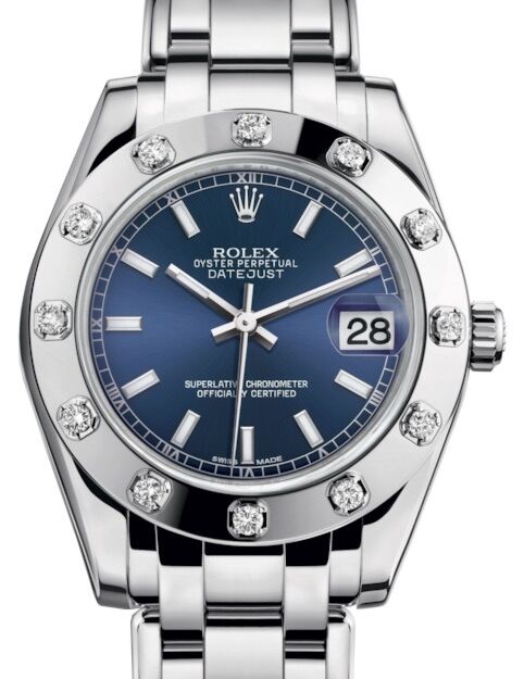 Rolex Pearlmaster 34 34 mm 81319BLSP White Gold/Diamonds Blue