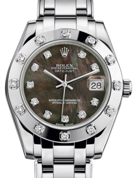 Rolex Pearlmaster 34 34 mm 81319BMDP White Gold/Diamonds Black Mother of Pearl