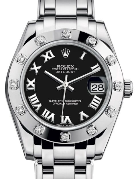Rolex Pearlmaster 34 34 mm 81319BRP White Gold/Diamonds Black