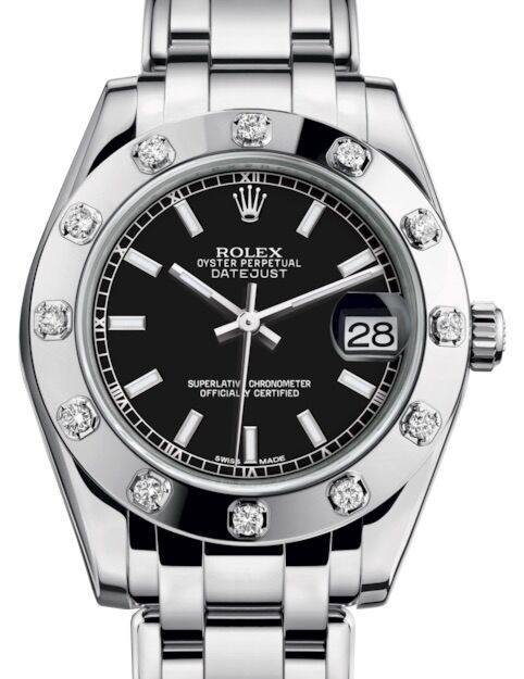 Rolex Pearlmaster 34 34 mm 81319BSP White Gold/Diamonds Black