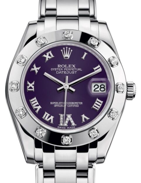 Rolex Pearlmaster 34 34 mm 81319PRDVIP White Gold/Diamonds Purple