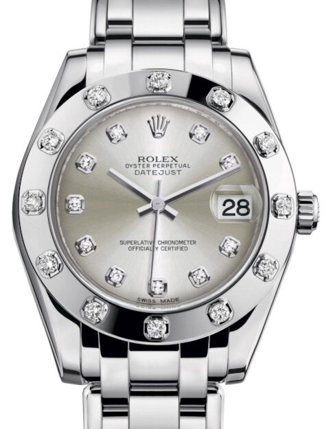 Rolex Pearlmaster 34 34 mm 81319SDP White Gold/Diamonds Silver