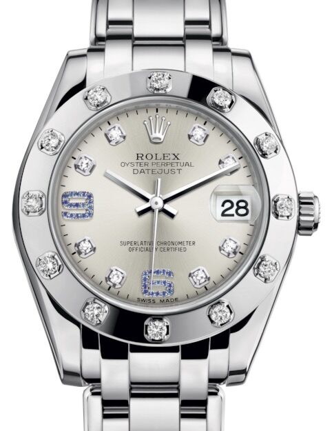 Rolex Pearlmaster 34 34 mm 81319SDSAP White Gold/Diamonds Silver