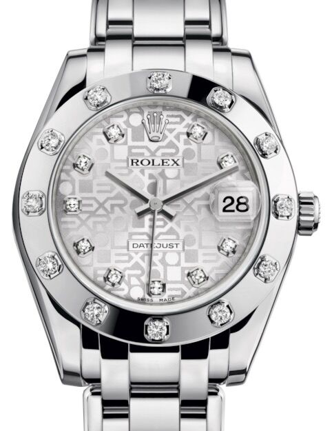 Rolex Pearlmaster 34 34 mm 81319SJDP White Gold/Diamonds Silver