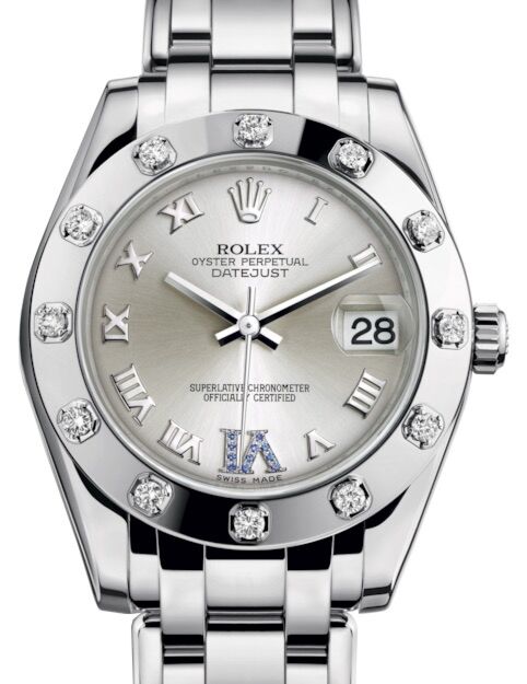 Rolex Pearlmaster 34 34 mm 81319SRSVIP White Gold/Diamonds Silver
