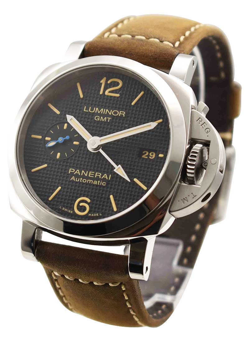 Panerai Luminor GMT Stainless Steel 42mm Black Dial Leather Strap PAM01535 - BRAND NEW