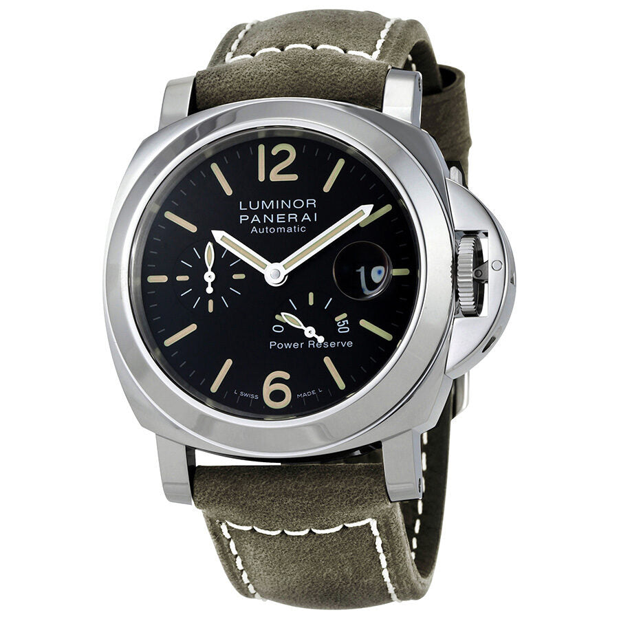 Panerai Luminor Power Reserve Stainless Steel 44mm Black Dial Leather Strap PAM01090 - BRAND NEW
