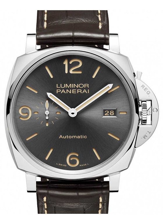 Panerai Luminor Due Stainless Steel 45mm Grey Dial Alligator Leather Strap PAM00943 - BRAND NEW