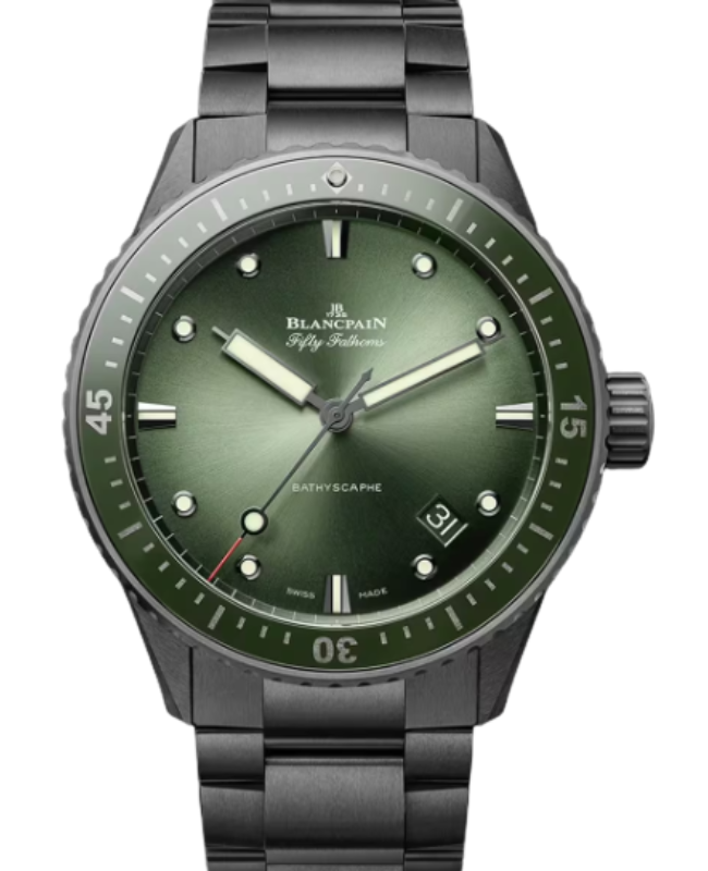Blancpain Fifty Fathoms Bathyscaphe Ceramic 43mm Sunburst Green Dial 5000 0153 01S - BRAND NEW