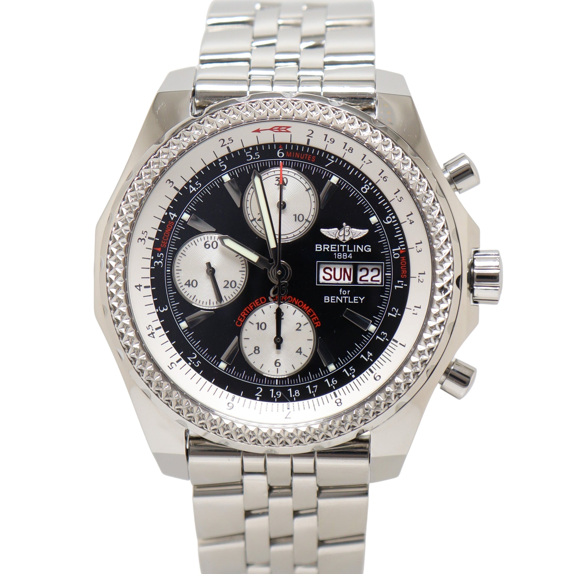 Breitling Bentley GT A13362 Black 44mm Chronograph Stainless Steel
