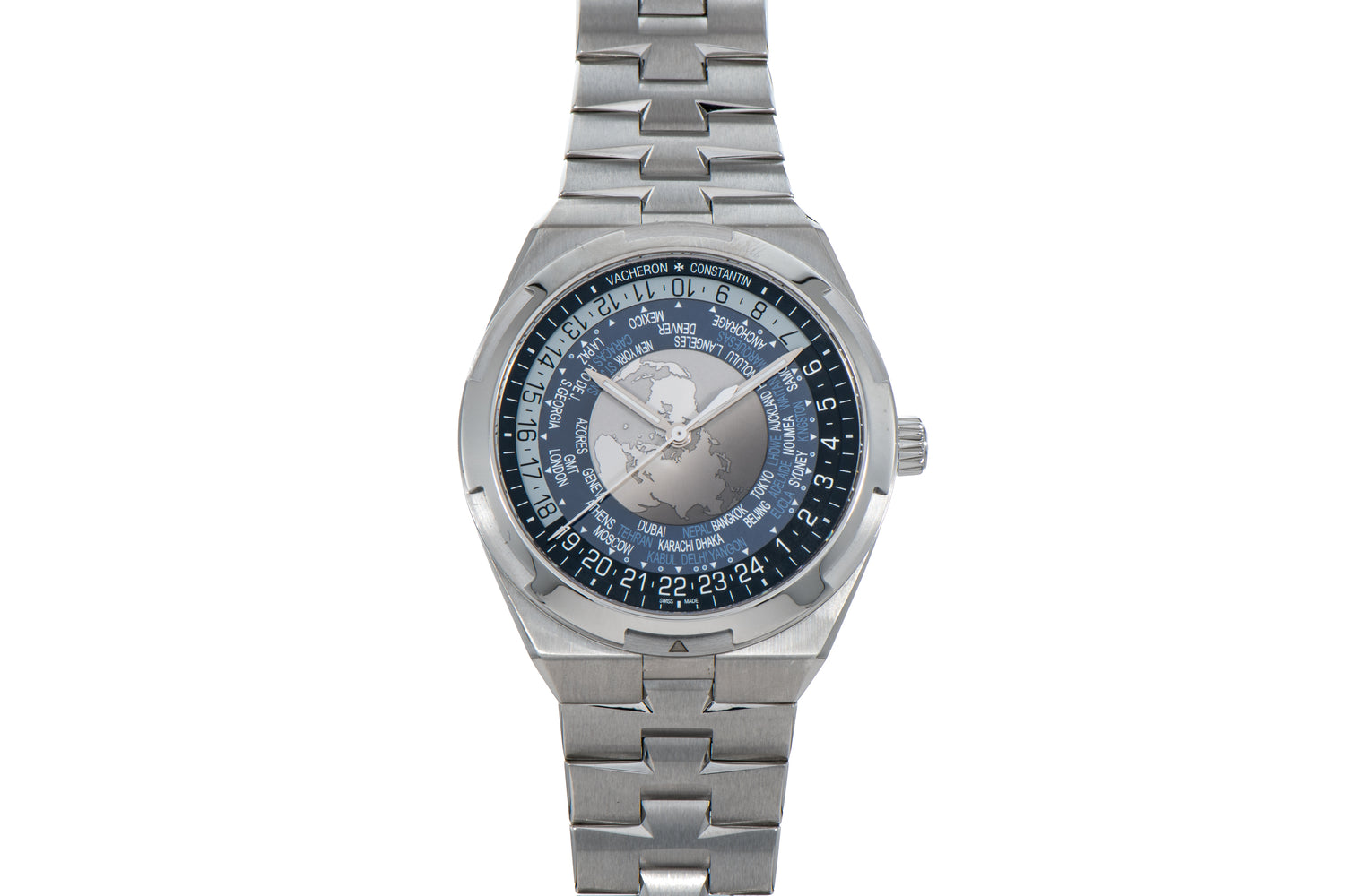 Vacheron Constantin Overseas World Time Stainless Steel 43.5mm Blue Dial Stainless Steel Bracelet 7700V/110A-B172 - BRAND NEW