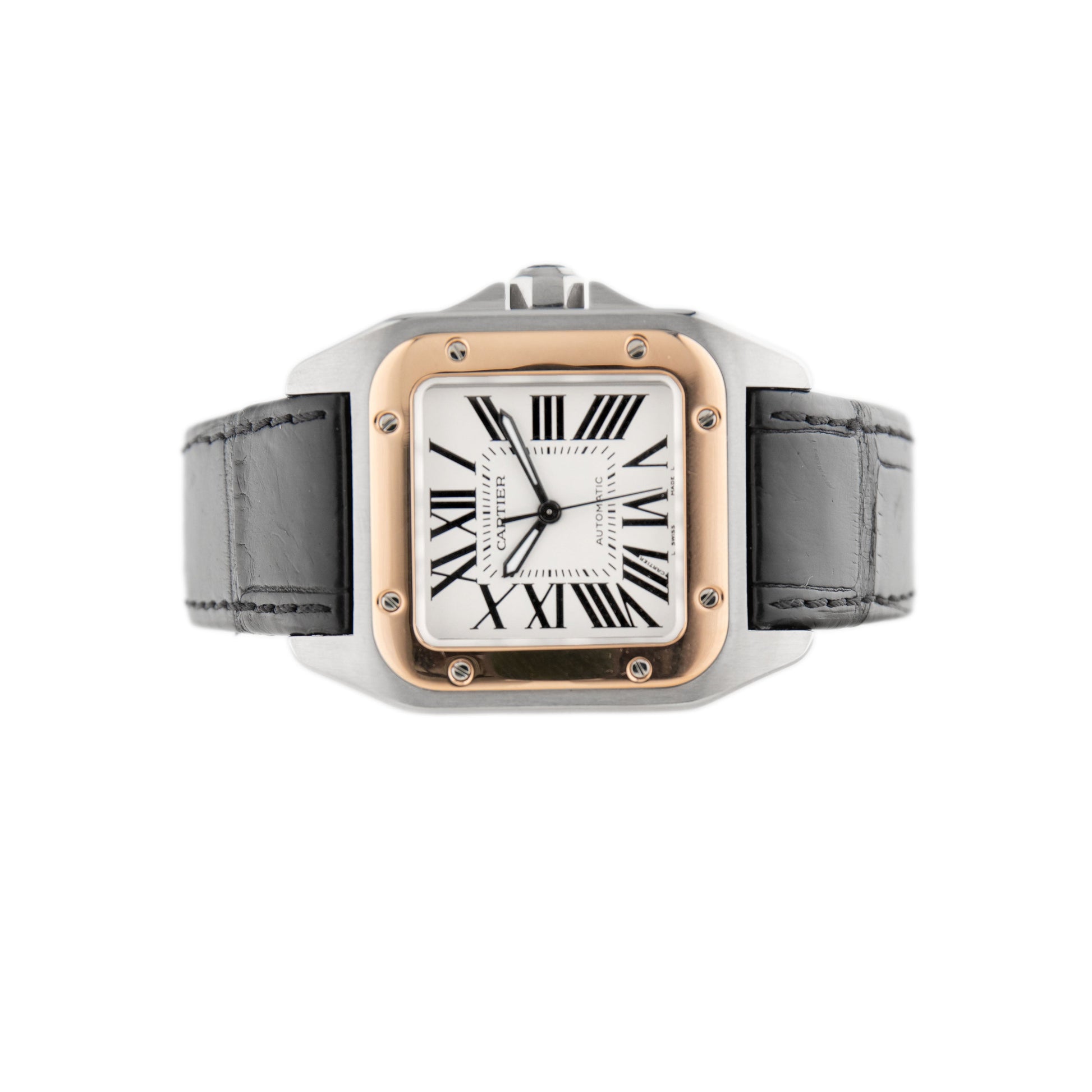 CARTIER W20107X7 SANTOS 100 PINK GOLD AND STEEL BRAND NEW