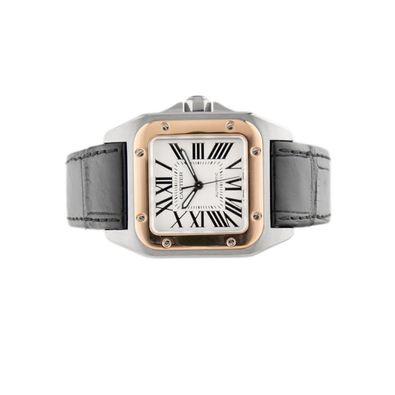 CARTIER W20107X7 SANTOS 100 PINK GOLD AND STEEL BRAND NEW