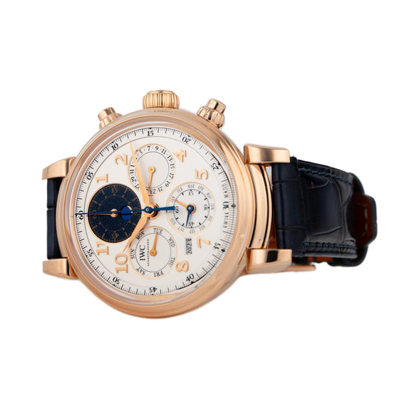 IWC Schaffhausen Da Vinci Perpetual Calendar Chronograph IW392101 Silver Arabic Red Gold Brown Leather 43mm BRAND NEW