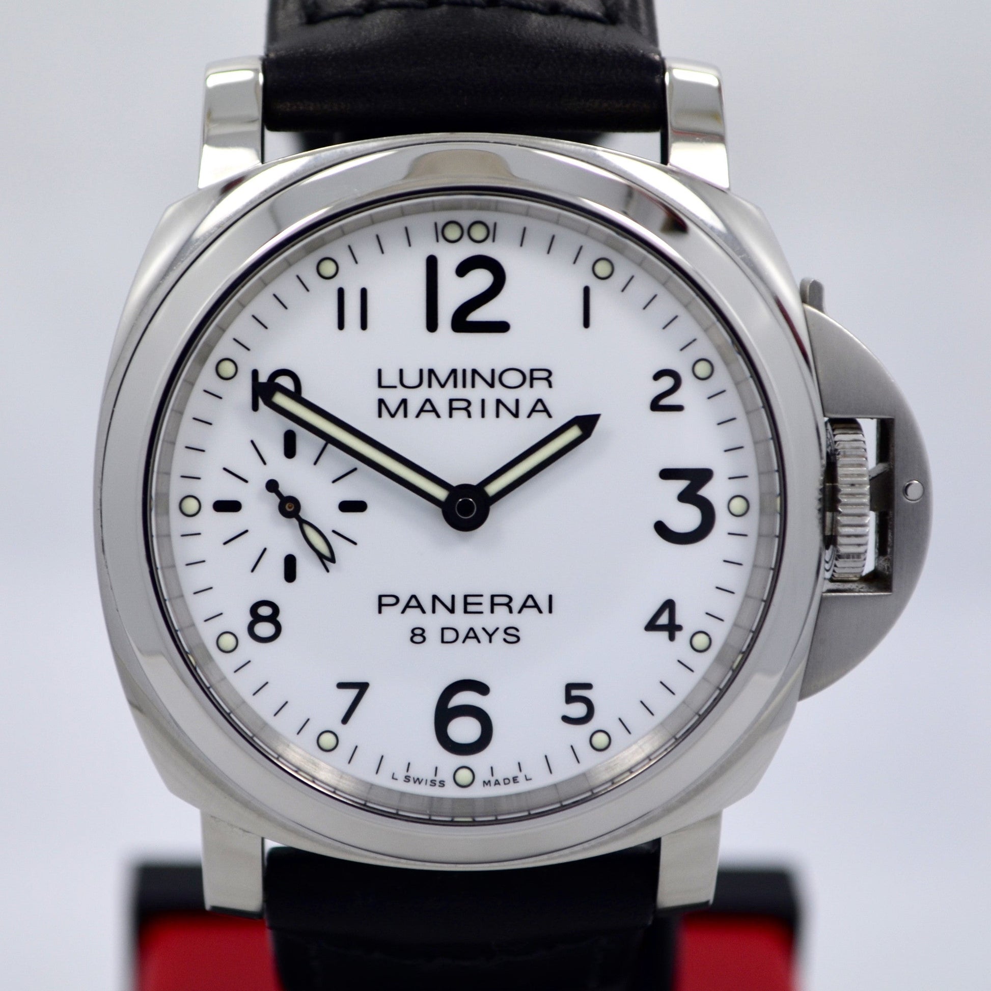 Panerai Luminor Marina 8 Days Acciaio Stainless Steel 44mm White Dial Leather Strap PAM00563 - BRAND NEW