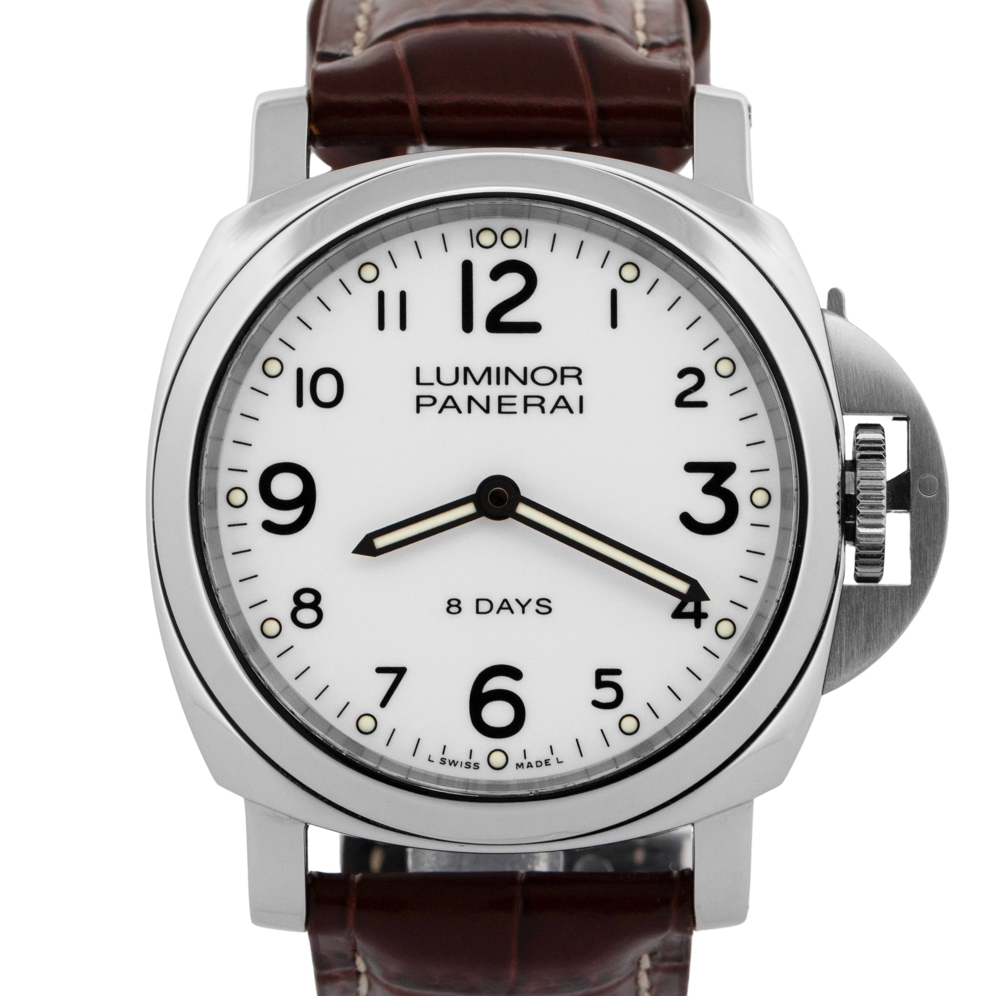 Panerai Luminor Base 8 Days Stainless Steel 44mm White Dial Leather Strap PAM00561 - BRAND NEW